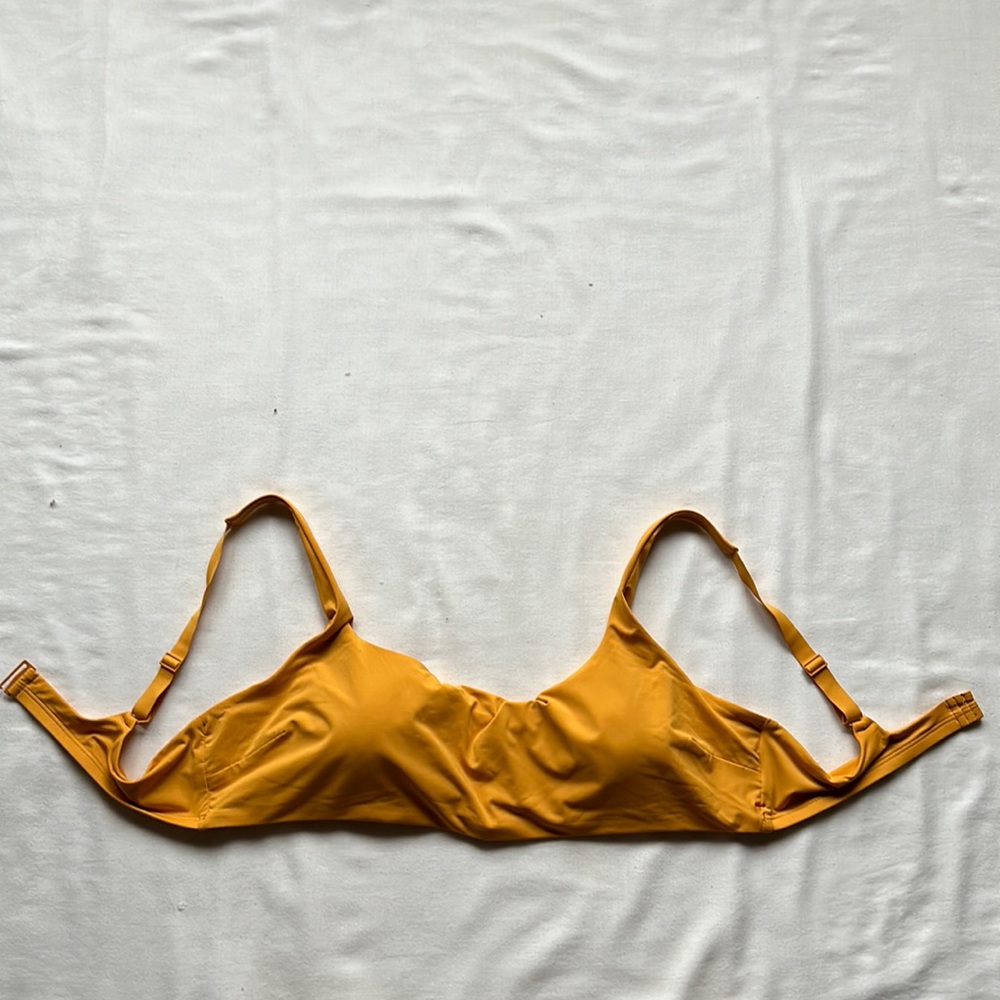 Everlane Womens ReNew Golden Yellow The Scoop-Neck Bikini Top